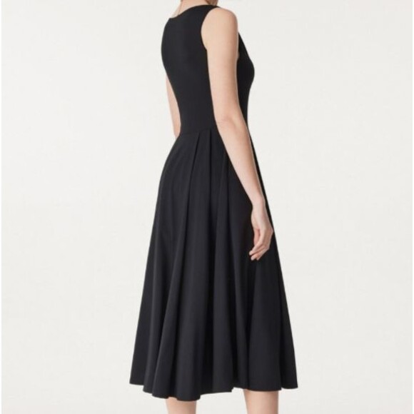 OGL Ponte-De-Roma Boatneck Bamboo Blend Brami Midi Dress with Pockets Navy SMALL - Picture 3 of 13